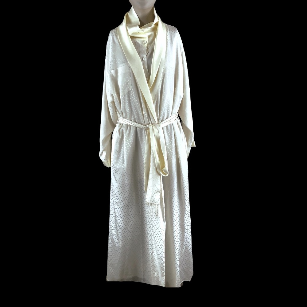 Vintage 70s Satin Polka Dots Robe Pajamas Set